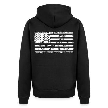 Bicycle American Flag - Unisex Premium Organic Zip Hoodie - black - Back - Nico (187cm)