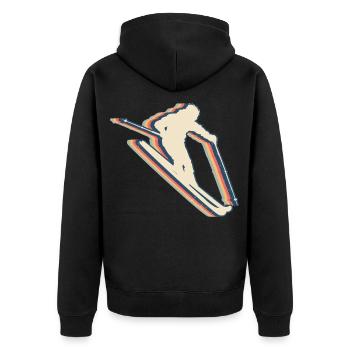 Skiing Ski Skier Retro Line Art - Unisex Premium Organic Zip Hoodie - black - Back - Nico (187cm)