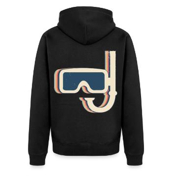 Snorkeling Snorkel Snorkeler Retro Line Art - Unisex Premium Organic Zip Hoodie - black - Back - Nico (187cm)