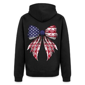 Coquette proue avion pilote aviation drapeau américain - Veste à capuche bio Premium Unisexe - noir - Dos - Nico (187cm)