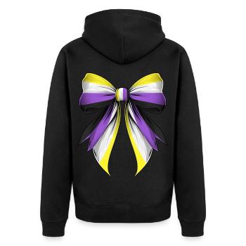 Coquette Bogen Non Binary Stolz Flagge LGBTQ - Unisex Premium Bio Zip Hoodie - Schwarz - Hinten - Nico (187cm)