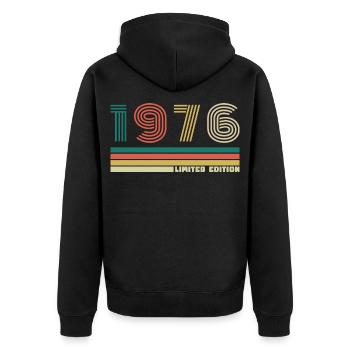 50 Years 1976 Vintage Retro Birthday - Unisex Premium Organic Zip Hoodie - black - Back - Nico (187cm)
