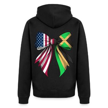 Coquette Bow Jamaica Roots Heritage Jamaican - Unisex Premium Organic Zip Hoodie - black - Back - Nico (187cm)