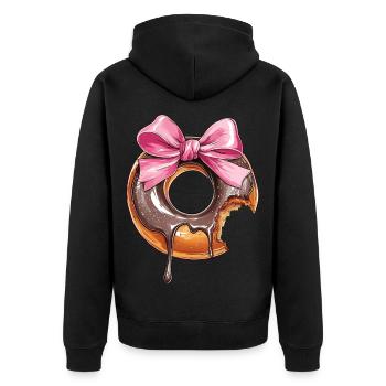 Kokette Schleife Donuts Krapfen Sprinkles Mädchen - Unisex Premium Bio Zip Hoodie - Schwarz - Hinten - Nico (187cm)