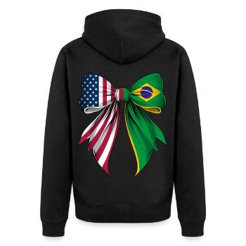 Coquette Bow Brazil Roots Heritage - Unisex Premium Organic Zip Hoodie - black - Back - Nico (187cm)