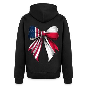 Coquette Bow Poland Roots Heritage Pole Pride - Unisex Premium Organic Zip Hoodie - black - Back - Nico (187cm)