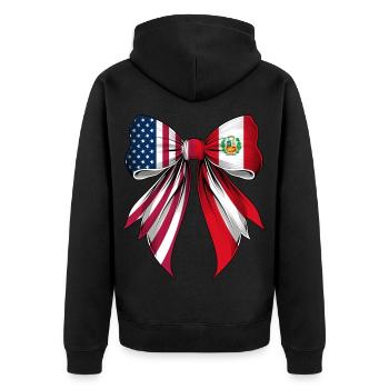 Coquette Bow Peru Roots Heritage Peruvian - Unisex Premium Organic Zip Hoodie - black - Back - Nico (187cm)