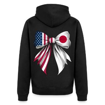 Coquette Bow Japan Roots Heritage Japanese - Unisex Premium Organic Zip Hoodie - black - Back - Nico (187cm)