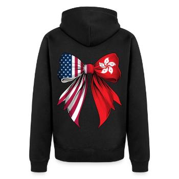 Coquette Bow Hong Kong Roots Hong Kongers Pride - Unisex Premium Organic Zip Hoodie - black - Back - Nico (187cm)