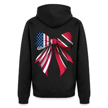 Kokettenbogen Trinidad und Tobago Trinidader - Unisex Premium Bio Zip Hoodie - Schwarz - Hinten - Nico (187cm)