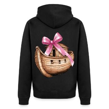 Coquette Schleife Arche Noah Christliches Mädchen - Unisex Premium Bio Zip Hoodie - Schwarz - Hinten - Nico (187cm)