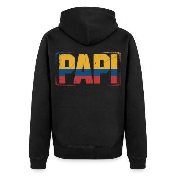  Papi Kolumbien Flagge – Geschenk für - Unisex Premium Bio Zip Hoodie - Schwarz - Hinten - Nico (187cm)