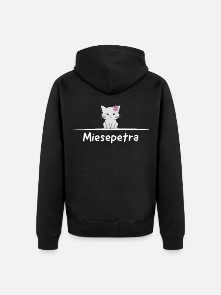 Miesepetra – Cat Saying, Pun, Petra Peter - Unisex Premium Organic Zip Hoodie - black