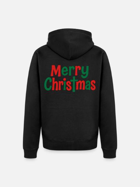 Merry Christmas Playful Text Art - Unisex Premium Organic Zip Hoodie - black