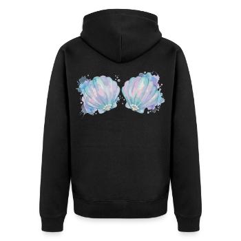 Meerjungfrau Karneval Kostüm Damen Fasching  - Unisex Premium Bio Zip Hoodie - Schwarz - Hinten - Nico (187cm)