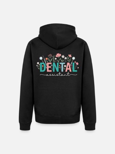 Assistante dentaire en fleurs, femme dentiste - Veste à capuche bio Premium Unisexe - noir