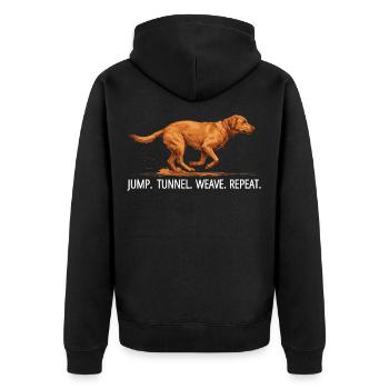 Répétition du tunnel de saut du Labrador Agility - Veste à capuche bio Premium Unisexe - noir - Dos - Nico (187cm)