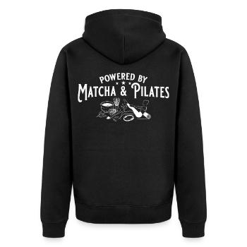 Matcha & Pilates: Your daily wellness duo - Unisex Premium Organic Zip Hoodie - black - Back - Nico (187cm)