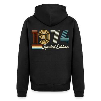 52nd birthday 1974 Born 1974 - Unisex Premium Organic Zip Hoodie - black - Back - Nico (187cm)