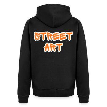 Orange Graffiti Street Art - Unisex Premium Bio Zip Hoodie - Schwarz - Hinten - Nico (187cm)