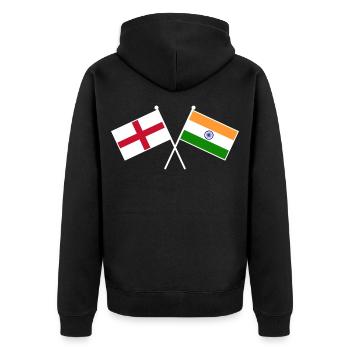 England x Indien kreuzte Freundschaftsflaggen - Unisex Premium Bio Zip Hoodie - Schwarz - Hinten - Nico (187cm)