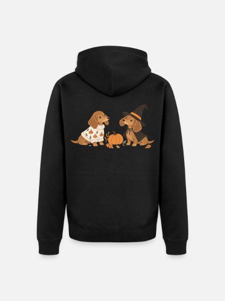 Halloween Dachshund Besties - Unisex Premium Bio Zip Hoodie - Schwarz