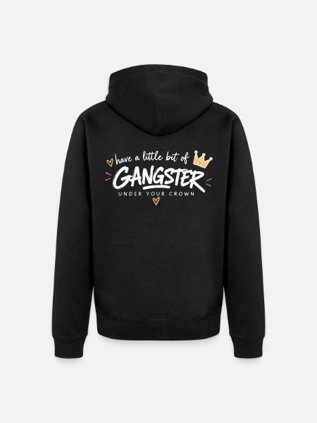 Kronen-Gangsta Unter Deiner Krone - Unisex Premium Bio Zip Hoodie - Schwarz