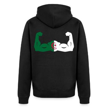 Algerien in der Stärke - Unisex Premium Bio Zip Hoodie - Schwarz - Hinten - Nico (187cm)