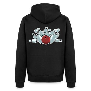 Bowling Strike - Unisex Premium Organic Zip Hoodie - black - Back - Nico (187cm)