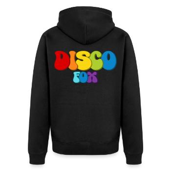 Disco Fox - Unisex Premium Bio Zip Hoodie - Schwarz - Hinten - Nico (187cm)