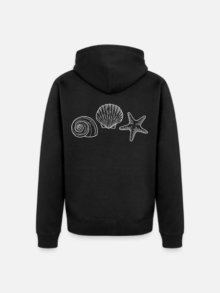 Shell, Starfish, Snail - white - Unisex Premium Organic Zip Hoodie - black