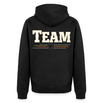 Team - Unisex Premium Bio Zip Hoodie - Schwarz - Hinten - Nico (187cm)
