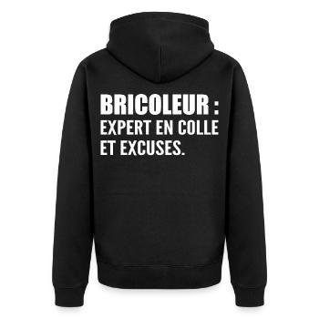 Bricoleur : expert en colle et excuses - Veste à capuche bio Premium Unisexe - noir - Dos - Nico (187cm)