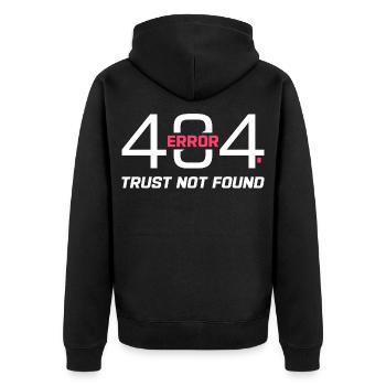 Erreur 404 Confiance non trouvée – Citation sarcastique drôle - Veste à capuche bio Premium Unisexe - noir - Dos - Nico (187cm)