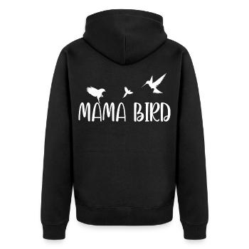 Mama Bird Shirt – Gift for Moms - Unisex Premium Organic Zip Hoodie - black - Back - Nico (187cm)