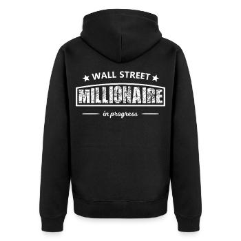 Wall Street Millionaire – in progress - Unisex Premium Bio Zip Hoodie - Schwarz - Hinten - Nico (187cm)