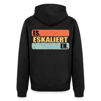 Es Eskaliert Eh - Unisex Premium Bio Zip Hoodie - Schwarz - Hinten - Nico (187cm)