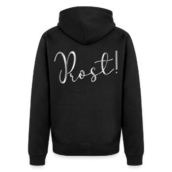 Anlässe Party Prost - Unisex Premium Bio Zip Hoodie - Schwarz - Hinten - Nico (187cm)