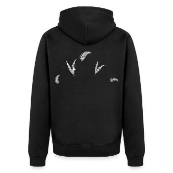 Farn - Botanik - Unisex Premium Bio Zip Hoodie - Schwarz - Hinten - Nico (187cm)