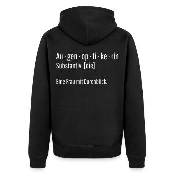 Augenoptikerin Substantiv Definition Geschenk - Unisex Premium Bio Zip Hoodie - Schwarz - Hinten - Nico (187cm)