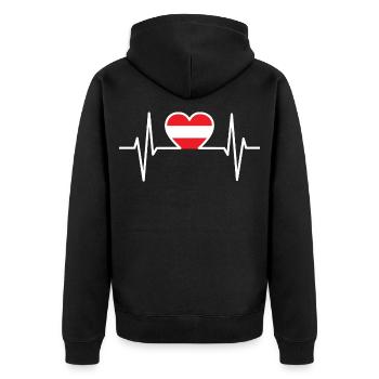 Österreich EKG Herzlinie - Unisex Premium Bio Zip Hoodie - Schwarz - Hinten - Nico (187cm)