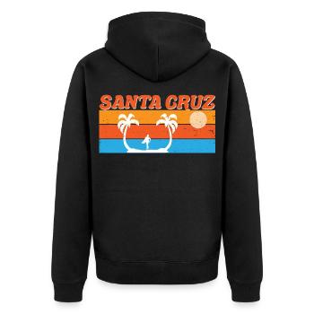 Santa Cruz Surf Rétro Coucher de soleil - Veste à capuche bio Premium Unisexe - noir - Dos - Nico (187cm)