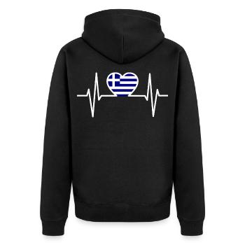 Griechenland Grieche EKG Geschenk - Unisex Premium Bio Zip Hoodie - Schwarz - Hinten - Nico (187cm)