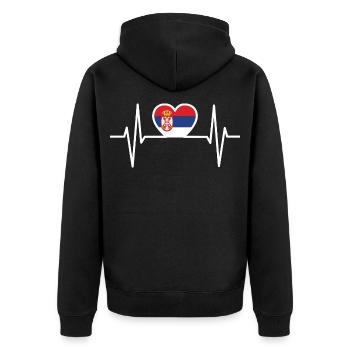 Serbia Serbs Serbian EKG heart line - Unisex Premium Organic Zip Hoodie - black - Back - Nico (187cm)