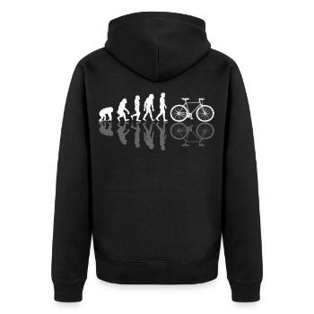 Bike Evolution Fahrrad Biker - Unisex Premium Bio Zip Hoodie - Schwarz - Hinten - Nico (187cm)