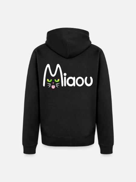 Miaou typographique - Veste à capuche bio Premium Unisexe - noir