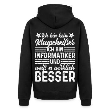 Informatiker - Unisex Premium Bio Zip Hoodie - Schwarz - Hinten - Nico (187cm)