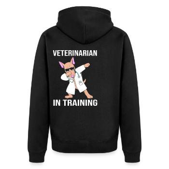 Tierärztin Tiermedizin Veterinär Tierarzt - Unisex Premium Bio Zip Hoodie - Schwarz - Hinten - Nico (187cm)