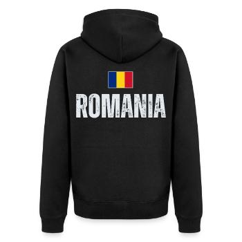 J'aime la Roumanie, la fierté roumaine - Veste à capuche bio Premium Unisexe - noir - Dos - Nico (187cm)