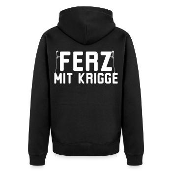 Ferz avec Krigge Dialecte hessois - Veste à capuche bio Premium Unisexe - noir - Dos - Nico (187cm)